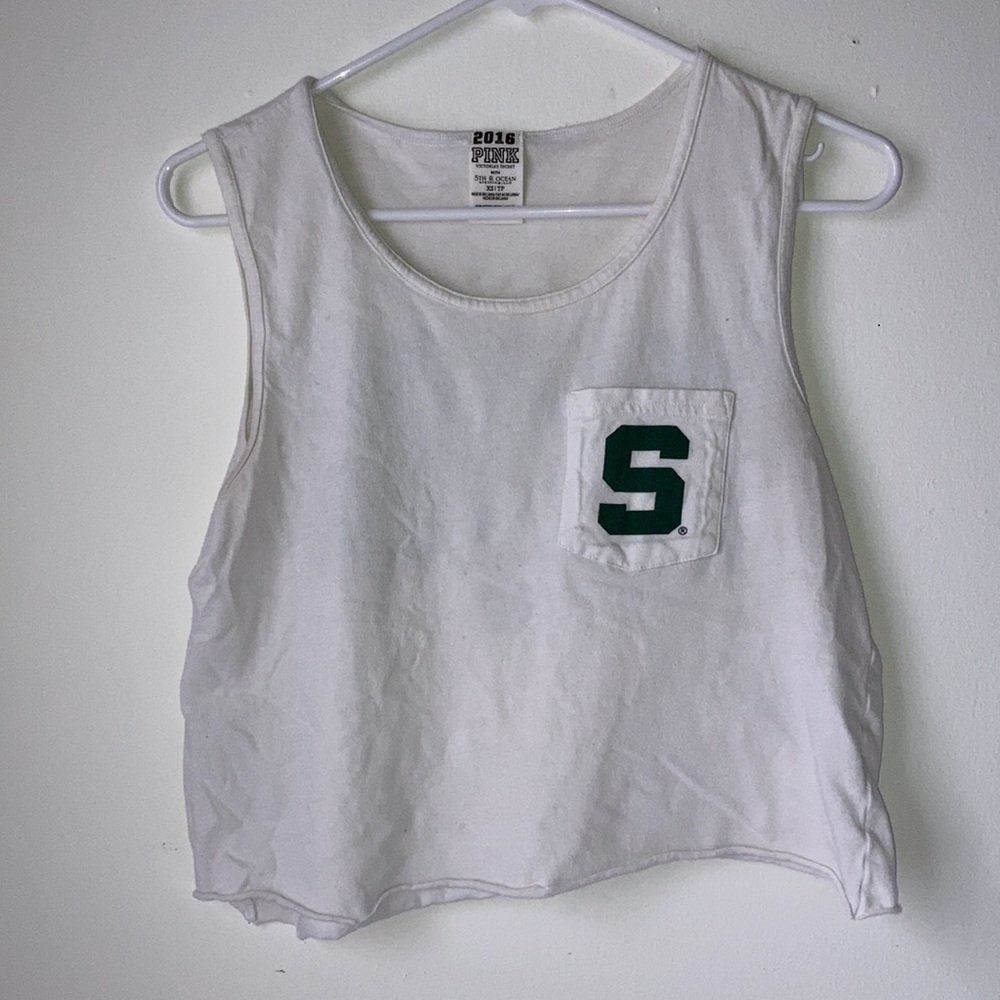PINK Spartan Nation Michigan State Tank Top Green
